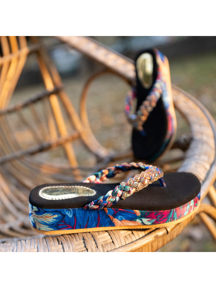 Shoetopia Women Multicoloured Embellished Flatforms Heels