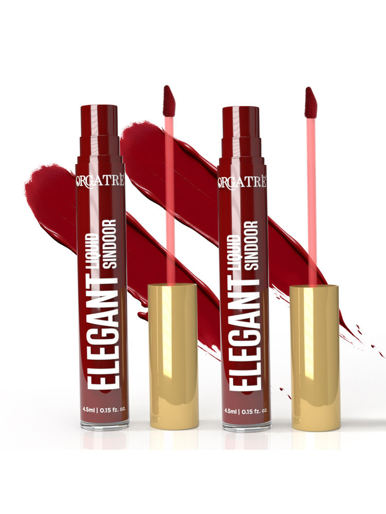 Orgatre Maroon Liquid Sindoor Pack of 2 – Smudge-Proof, Long-Lasting, Skin-Friendly & Vibrant Color