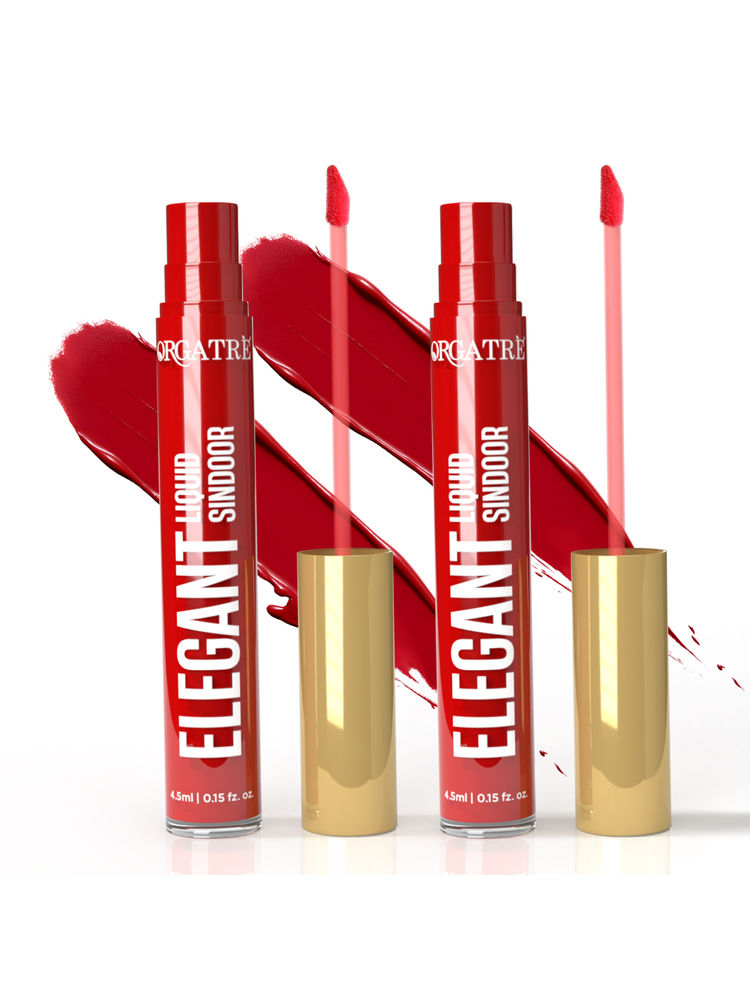 Orgatre Red Liquid Sindoor Pack of 2 – Smudge-Proof, Long-Lasting, Skin-Friendly & Vibrant Color