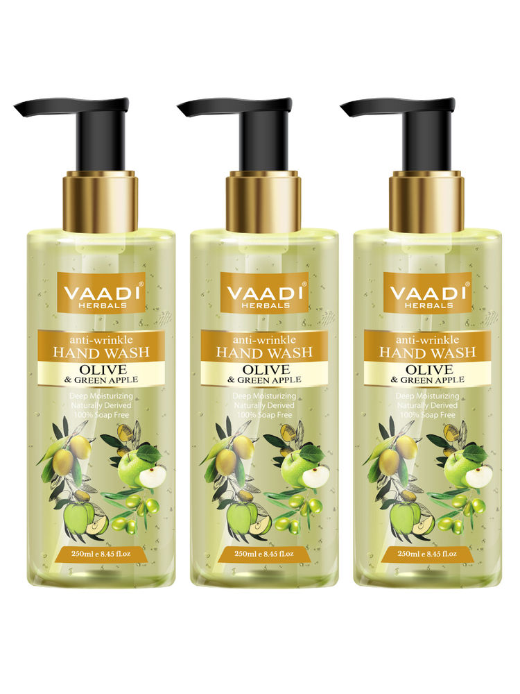 Vaadi Herbals Anti - Wrinkle Olive and Green Apple Hand Wash - Pack of 3-picture-13