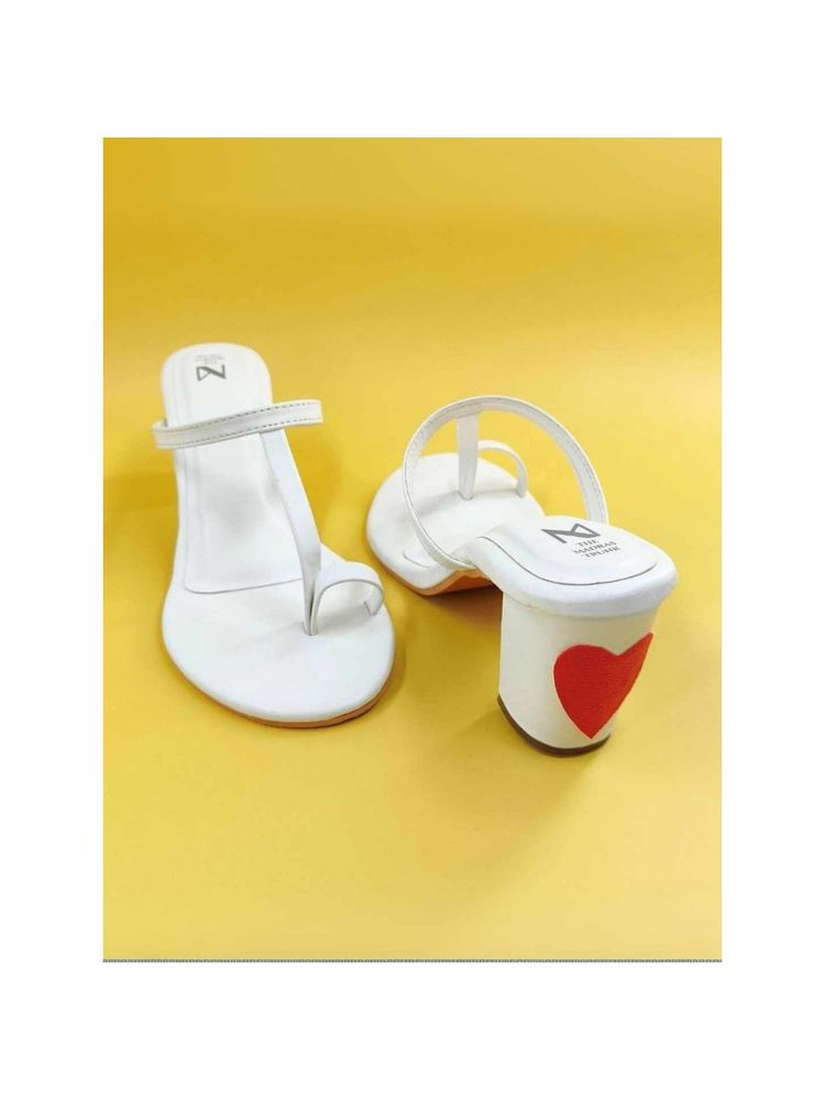 The Madras Trunk Women Block White Sandal Heels-image-14