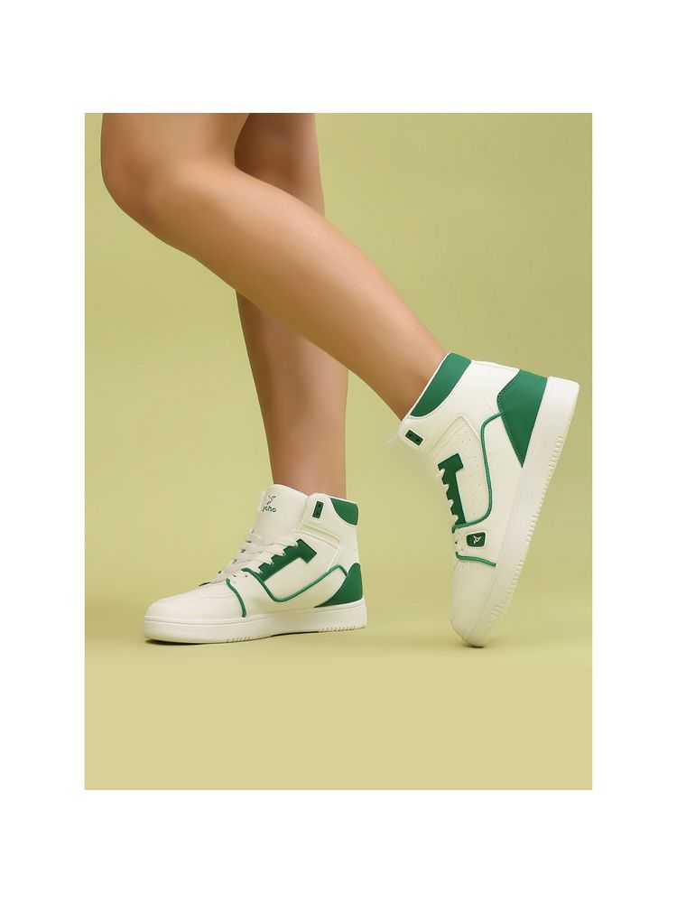 Yoho Cherry Top Women’S Attractive Mid Top Dual Tone Green Sneakers-image-44