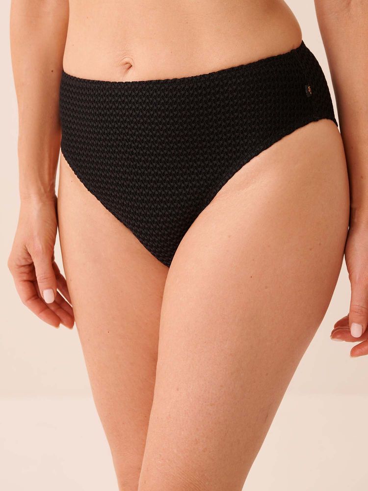 La Vie En Rose Black High Waist Crochet Cheeky Bikini Bottom-image-33
