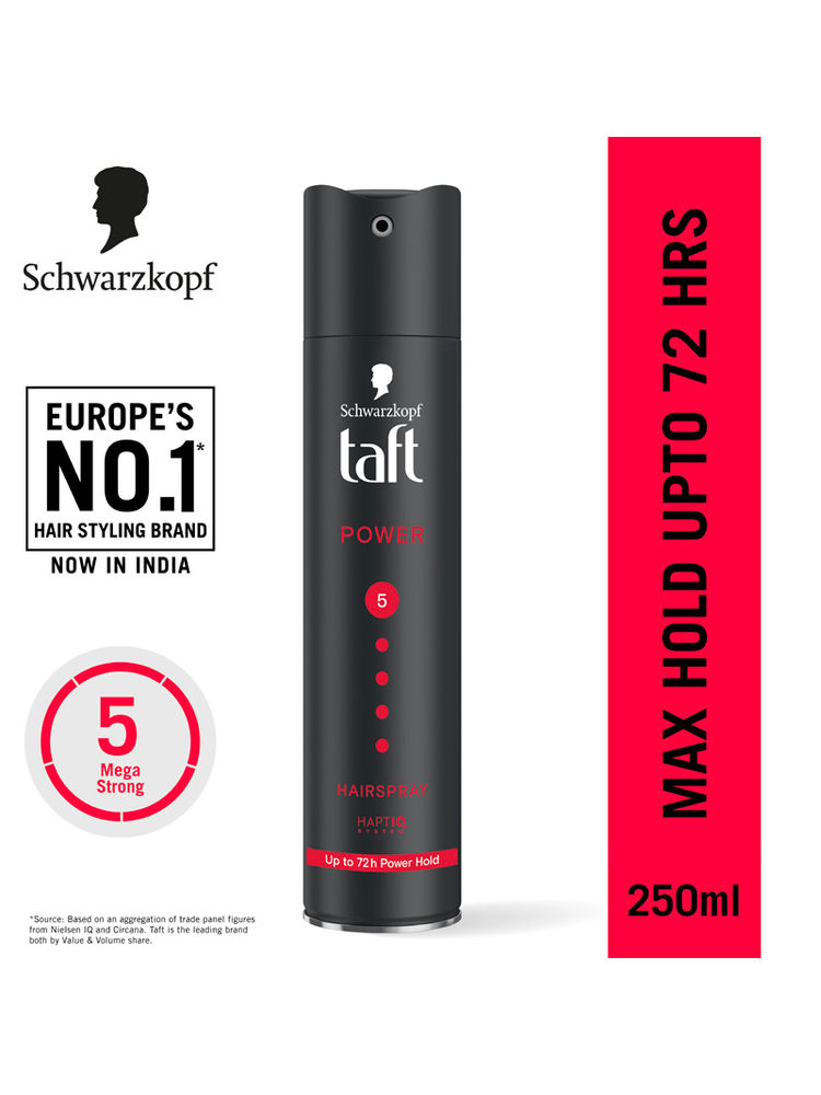Schwarzkopf TAFT Power Hair Spray With Caffeine Formula For Strengthening Hold 5, Upto 72 Hrs
