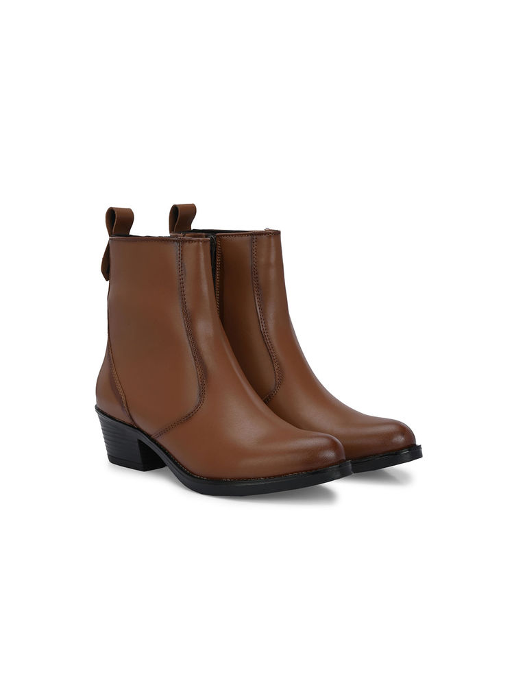 Delize Tan Women Vegan Leather Western Ankle Casual Boot-picture-24