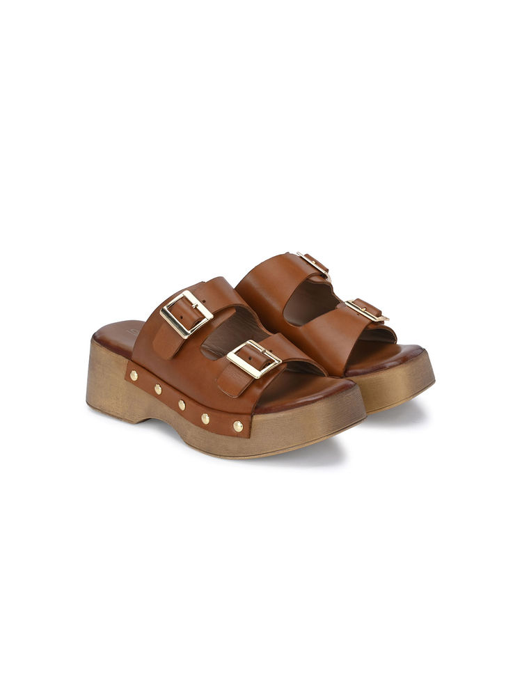 Delize Women Tan Wedges Sandals-image-40