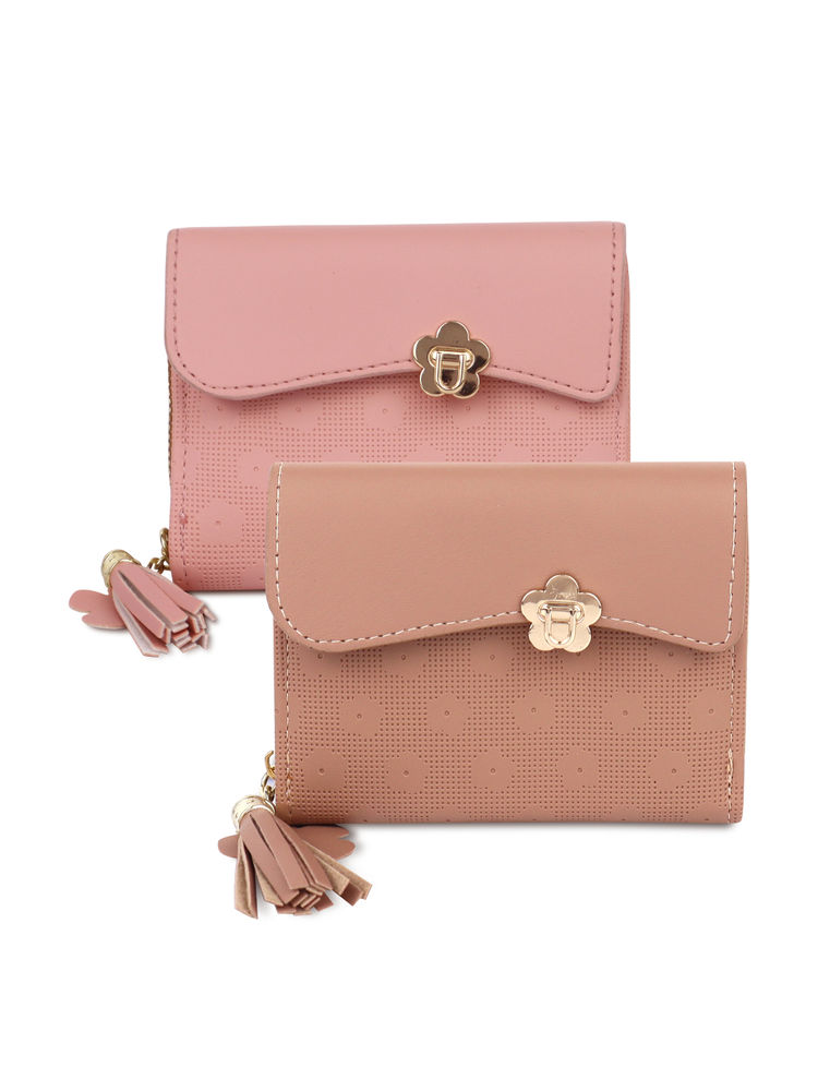 NFI Essentials PU Women Pink & Brown Mini Wallet - Pack of 2-picture-21
