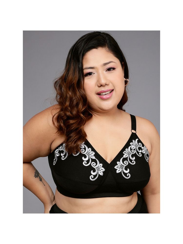 Clovia Cotton Rich Solid Padded Full Cup Wire Free Everyday Bra - Black-image-32