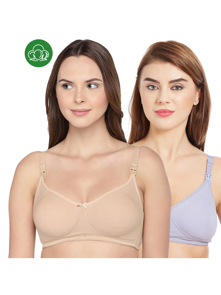 Inner Sense Organic Cotton Antimicrobial Nursing Bra Pack of 2 - Multi-Color-image-23