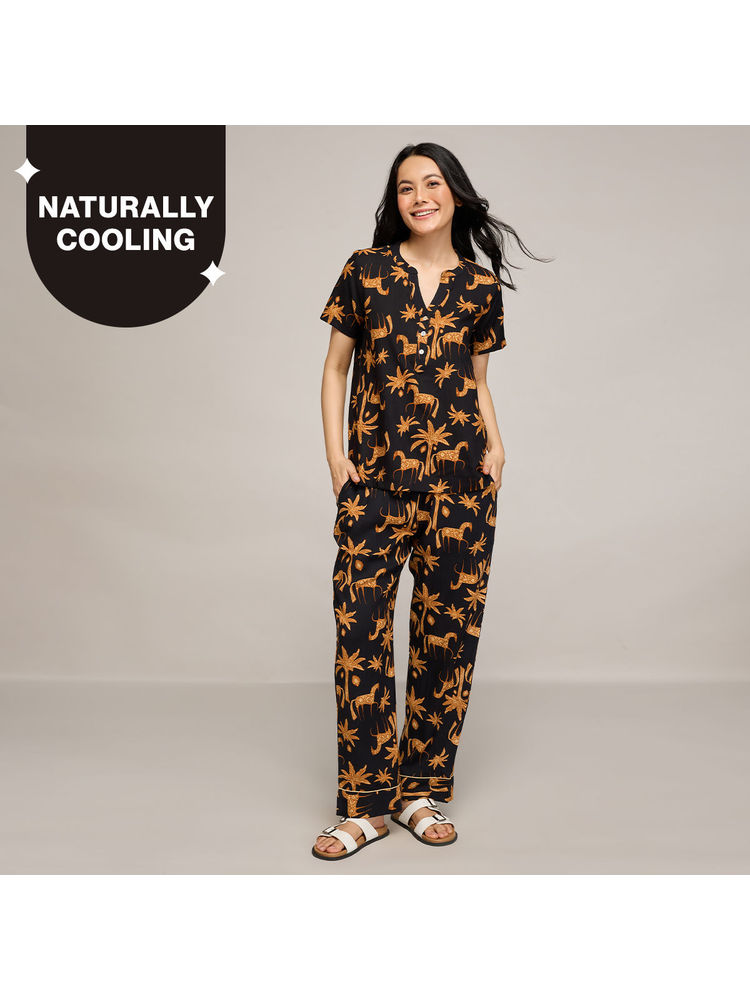Nykd By Nykaa Breezy Rayon Pyjama Coord Set With Flattering High Low Hem Top Nys933 Charcoal-picture-10
