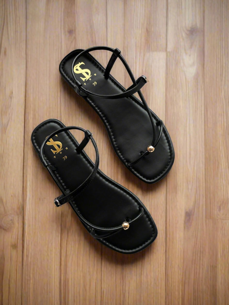 Shoe that fits you Black One Toe Sandals-image-28