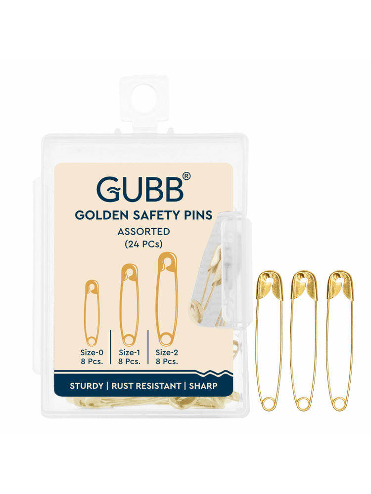 GUBB Golden Safety Pin Assorted Size - Pack of 24