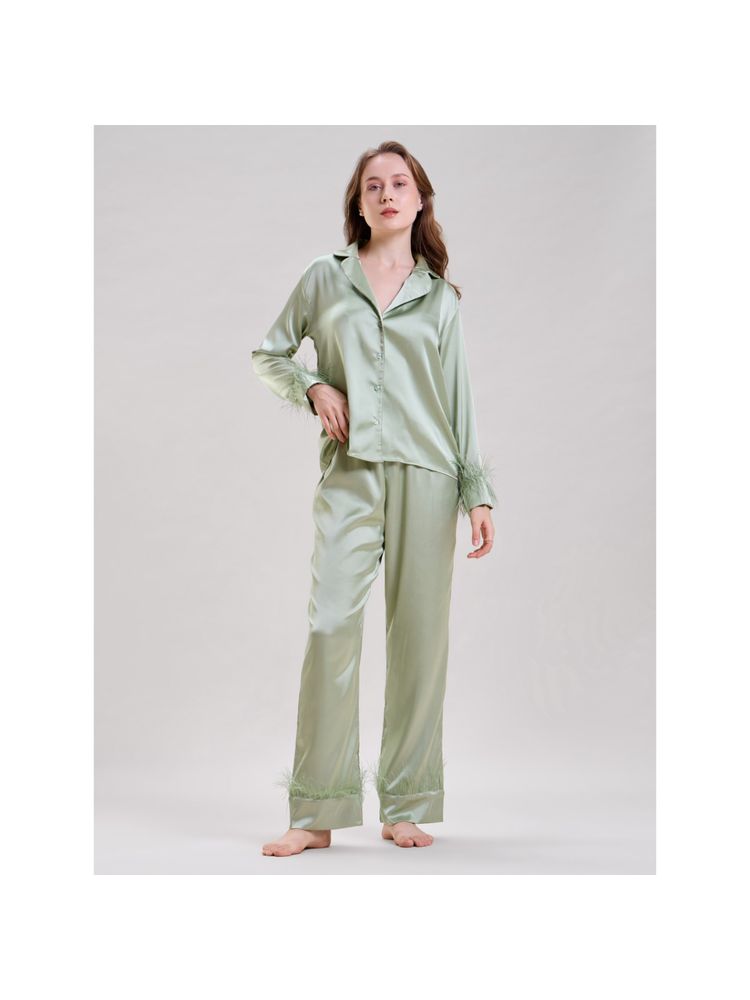 Mysthelle Green Solid Relaxed Fit Shirt and Pyjama (Set of 2)-picture-43