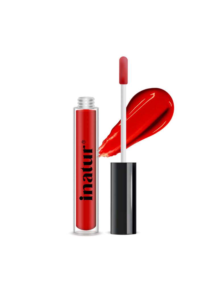 inatur Lip Gloss-Monroe, Classic Red Gloss,Hydrating, Long-Lasting, with Rosehip & Coconut Oil