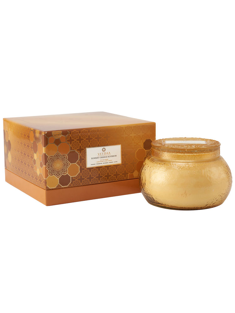 Veedaa Candles Bombay Orange Bourbon Dune Glass Scented Candle-picture-13