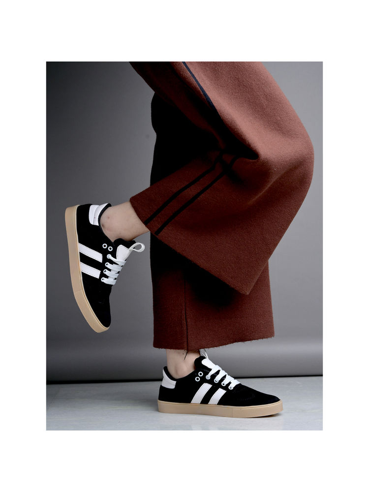 Shoetopia Women Black Smart Casual Sneakers-image-11