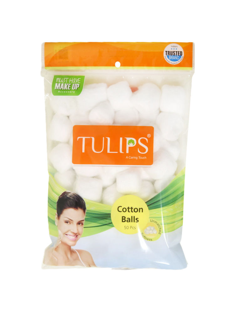 Tulips White Cotton Ball 50 Pcs For Face Cleaning & Nail Paint Remover