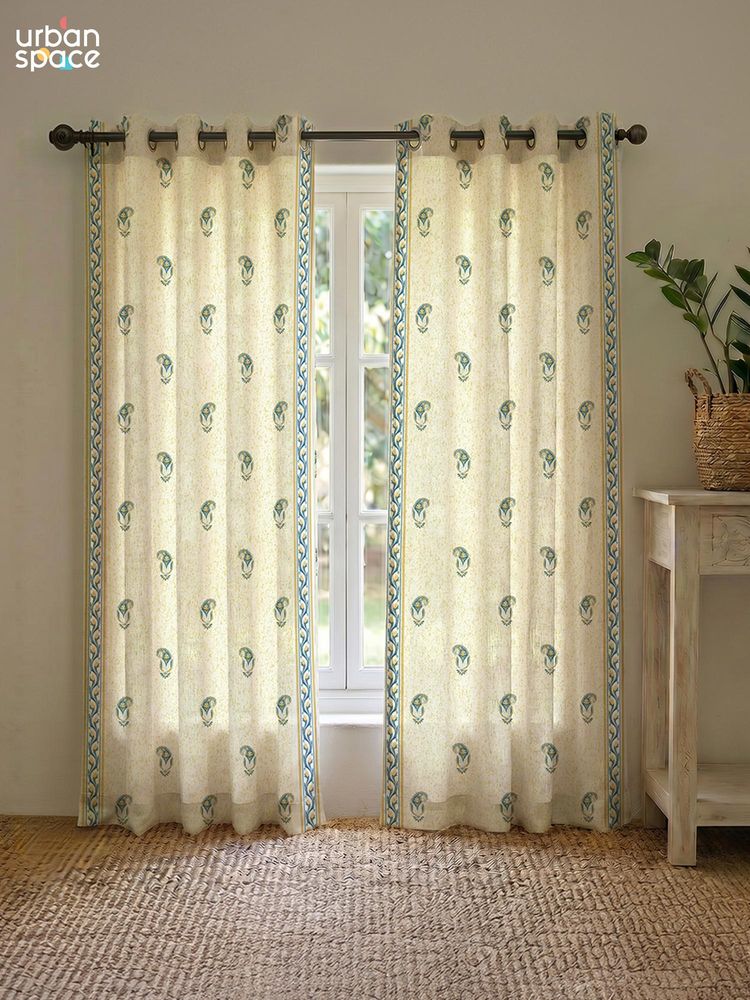 Urban Space 100% Cotton Curtains - Jaipur Paisley Teal-image-46