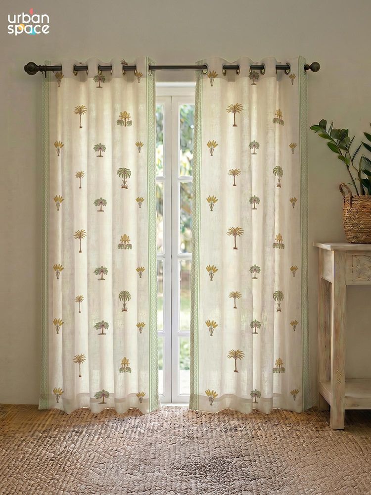 Urban Space 100% Cotton Curtains - Madhavi Sage Green-picture-22