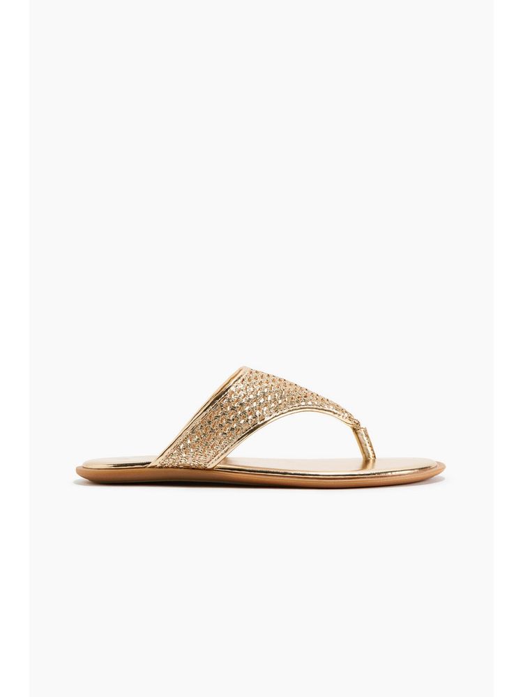 H&M Women Gold Braided Flats-picture-28