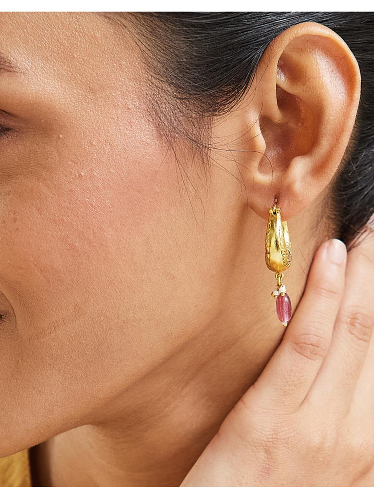 Fabindia Pink Hoops Earrings-image-37