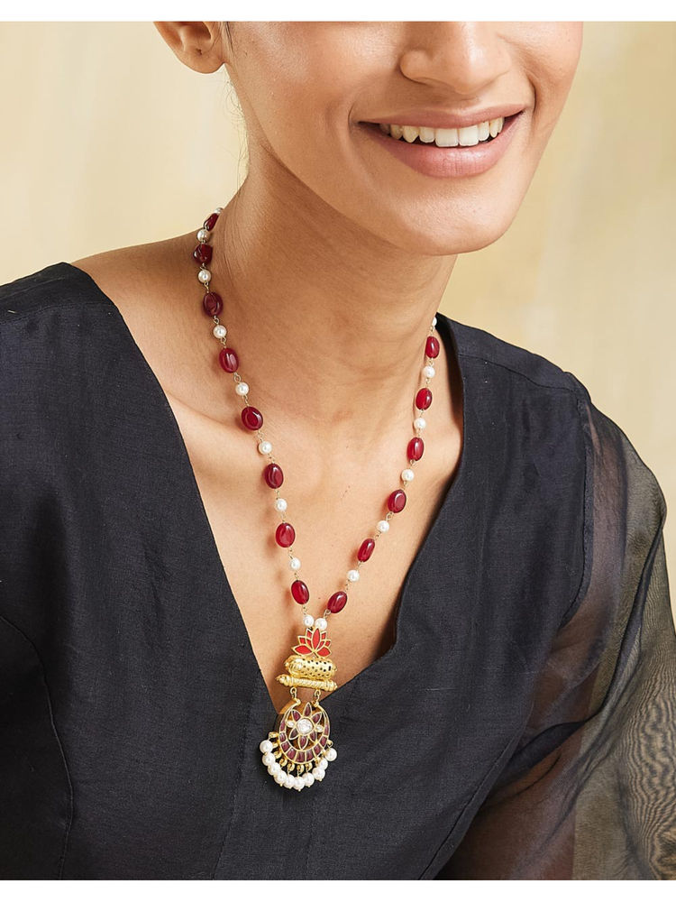 fabindia fashion Fabindia Red Long Necklace-picture-16