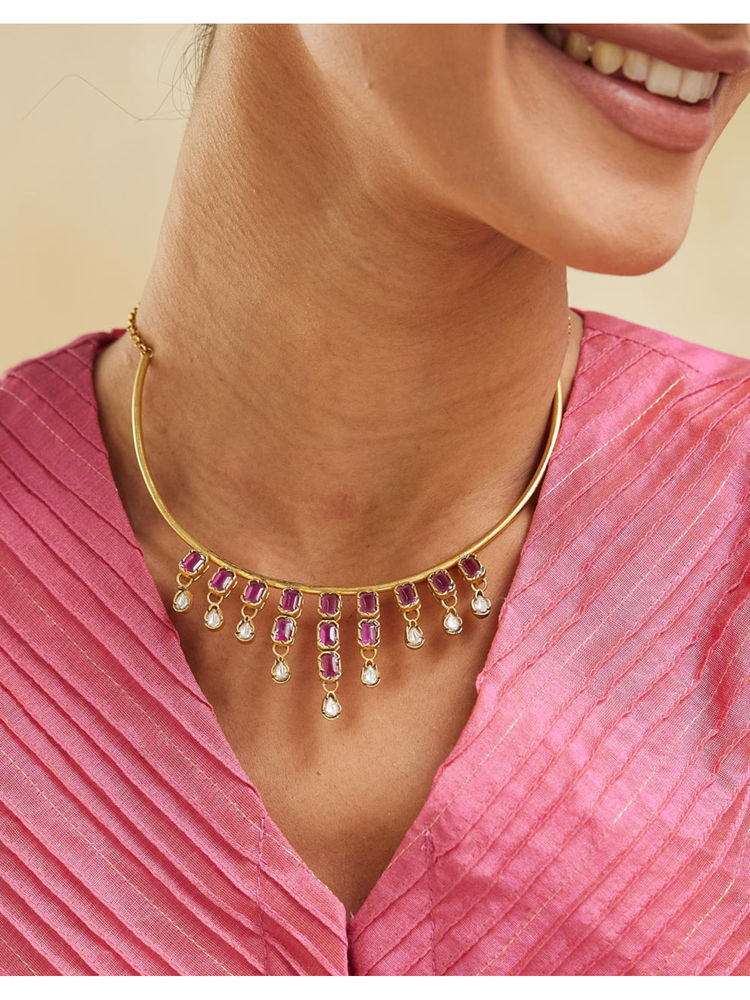 fabindia fashion Fabindia Pink Short Necklace-picture-26