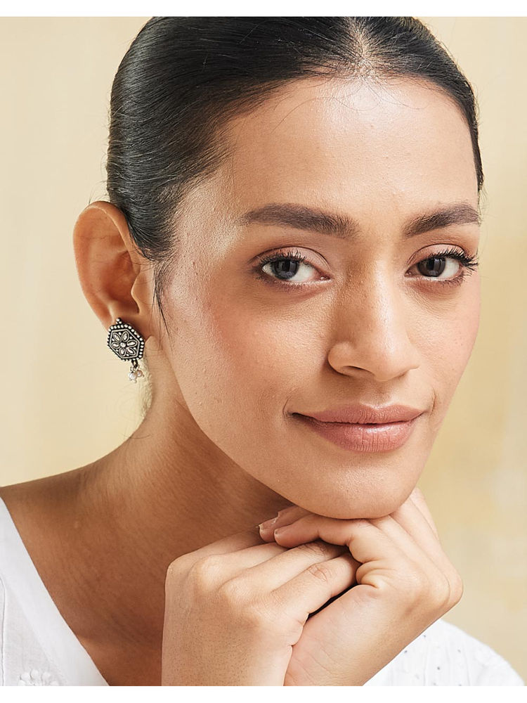 fabindia fashion Fabindia Silver Stud Earrings-picture-47