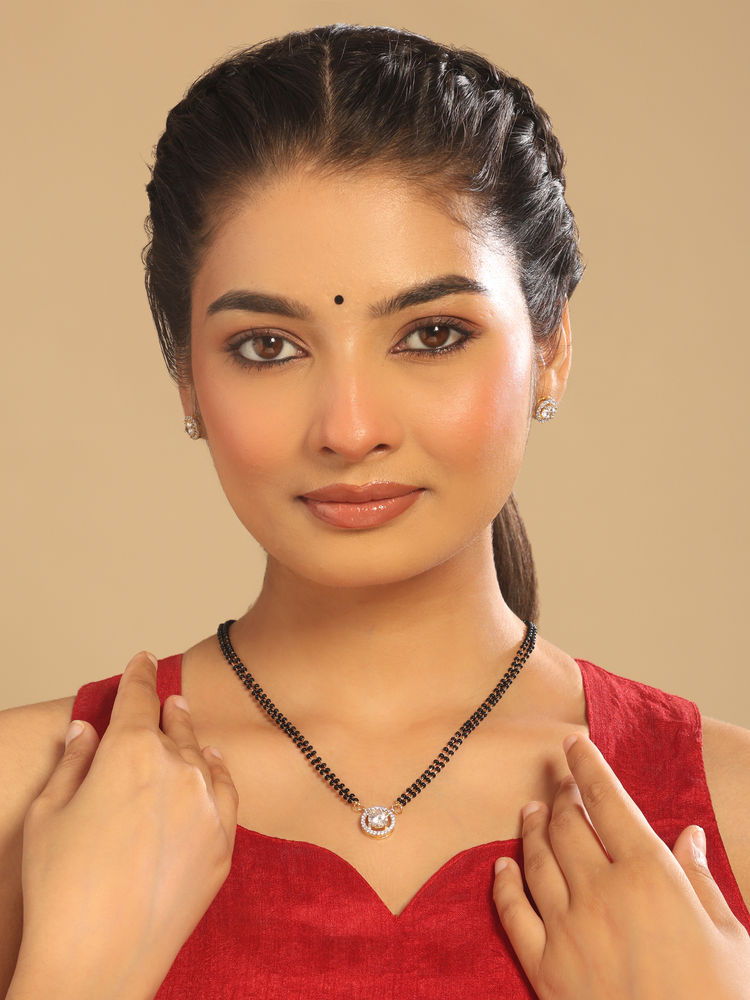 Nuyug Gold Anvi Mangalsutra Necklace with Earrings-picture-6