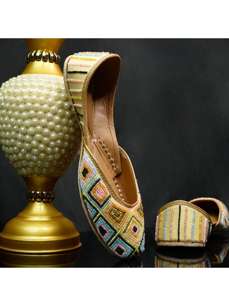 YASSIO Women Haniya Embroidered Mustard Juttis-image-5