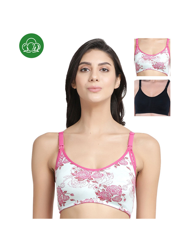 Inner Sense Organic Antimicrobial Soft Nursing Bra Pack of 3 - Multi-Color-image-36