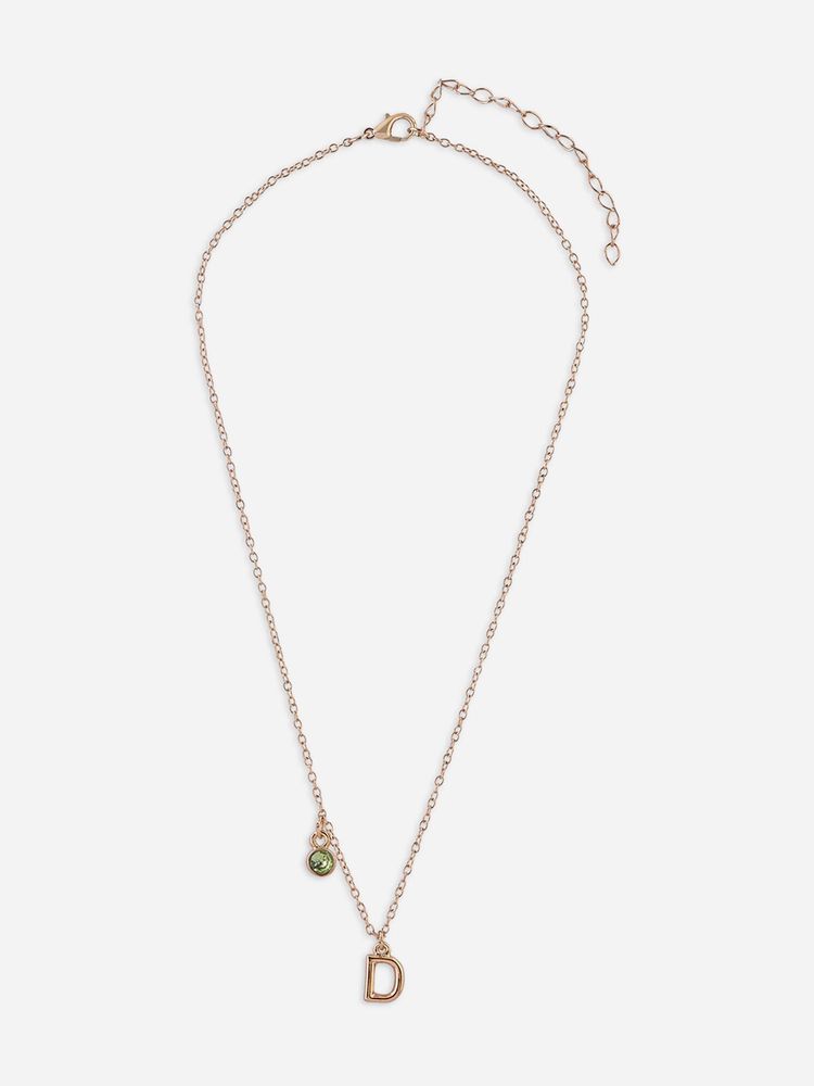 ToniQ Personalised D Initials and Birth Stone Charm Necklace-image-43