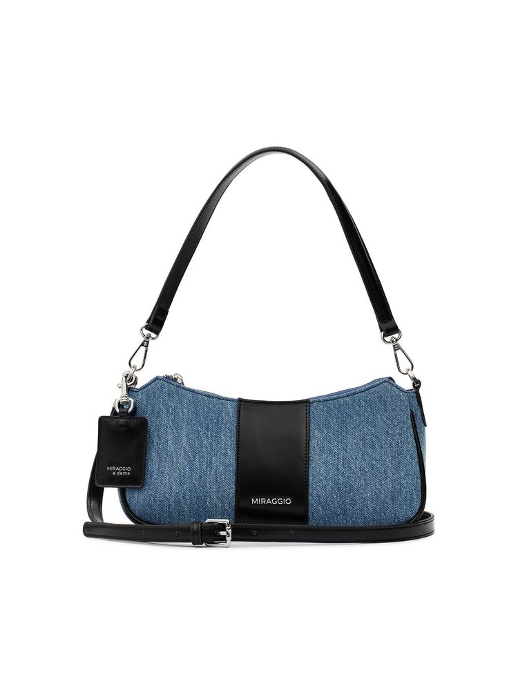 MIRAGGIO Bella Denim Shoulder Bag with Crossbody Strap For Women -Black and Blue (S)-picture-26