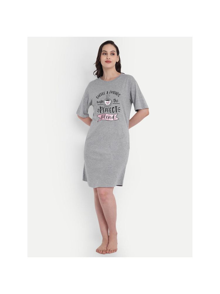 Bedtime Story Grey Coffee Night Dress-image-17