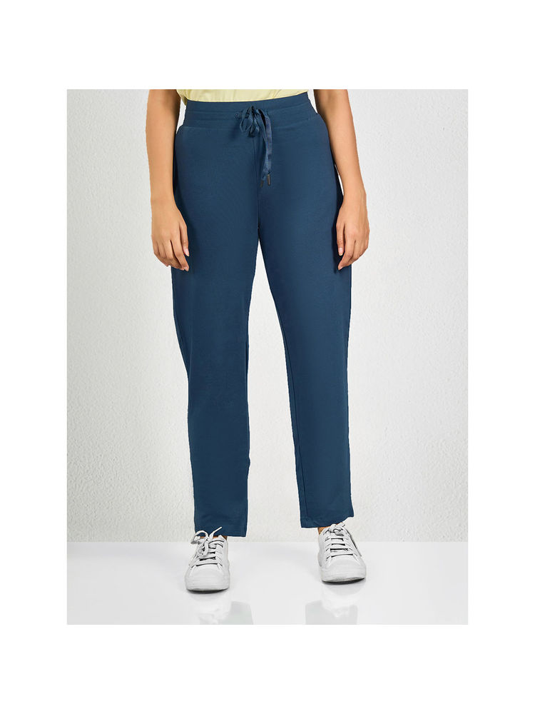 MAYSIXTY Women Cotton Spandex Blue Solid Track Pants-image-7