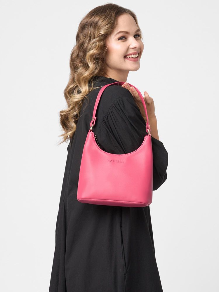 Caprese Women Julie Pink Medium Baguette Stylish Handbag-image-30