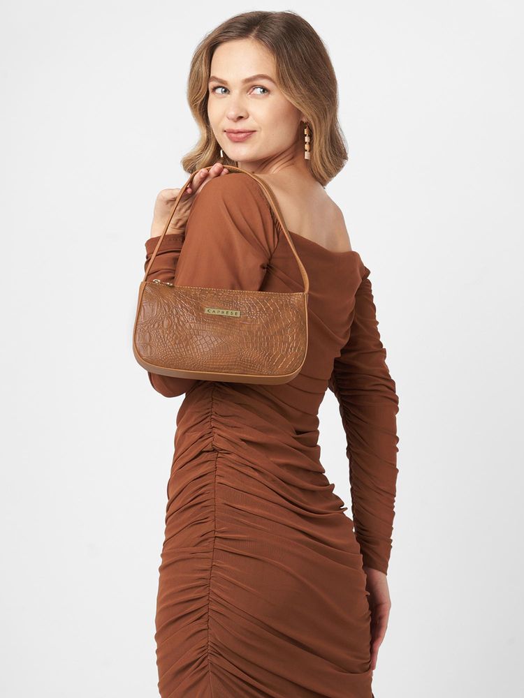Caprese Women Pupa Tan Medium Baguette Handbag-image-48
