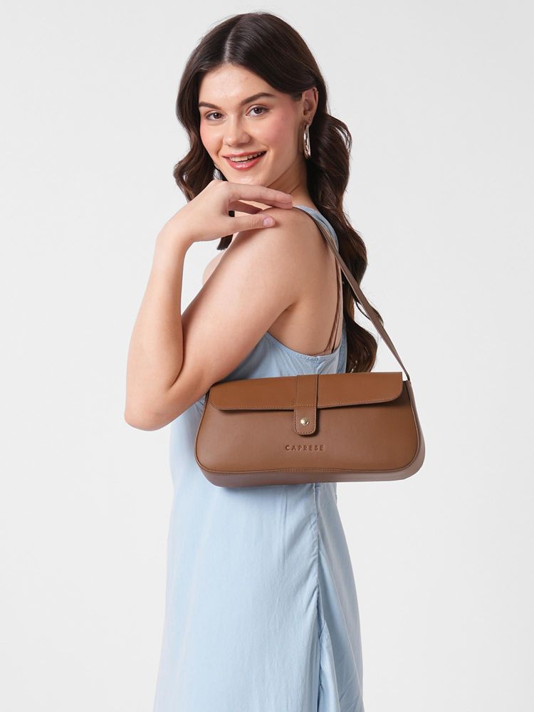 Caprese Women Siri Tan Medium Baguette Handbag-image-28