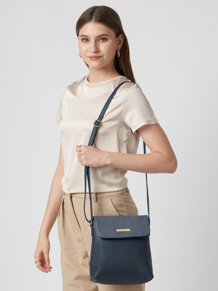Caprese Women Fergi Navy Blue Large Crossbody Sling Bag-image-23