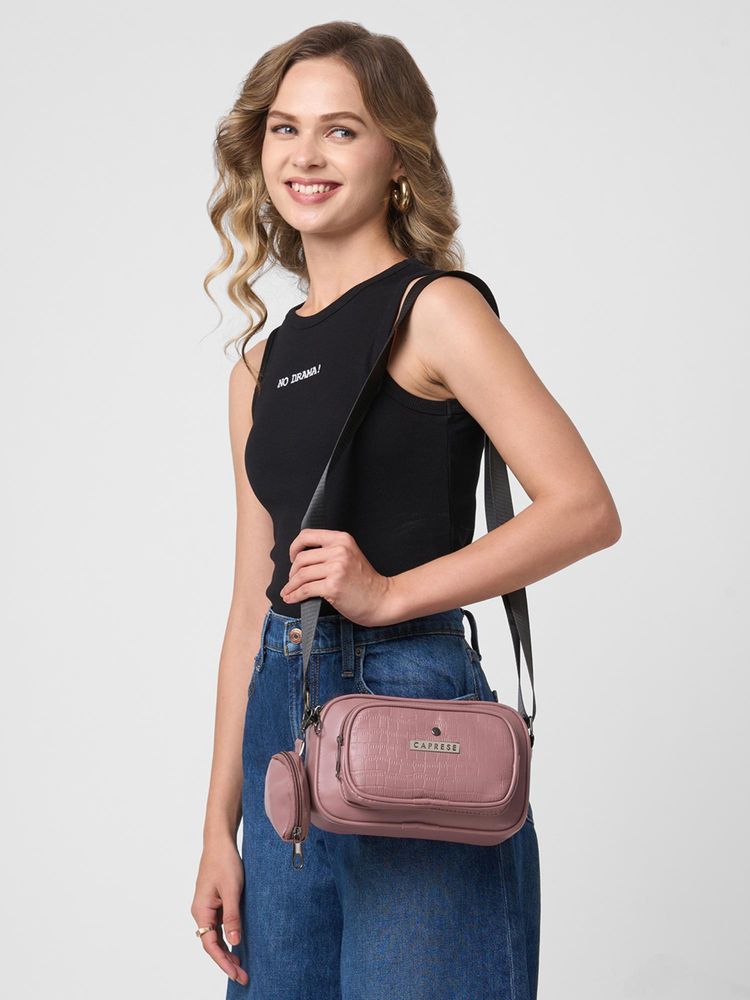 Caprese Women Jena Pink Medium Sling Bag with Detachable Pouch-picture-18