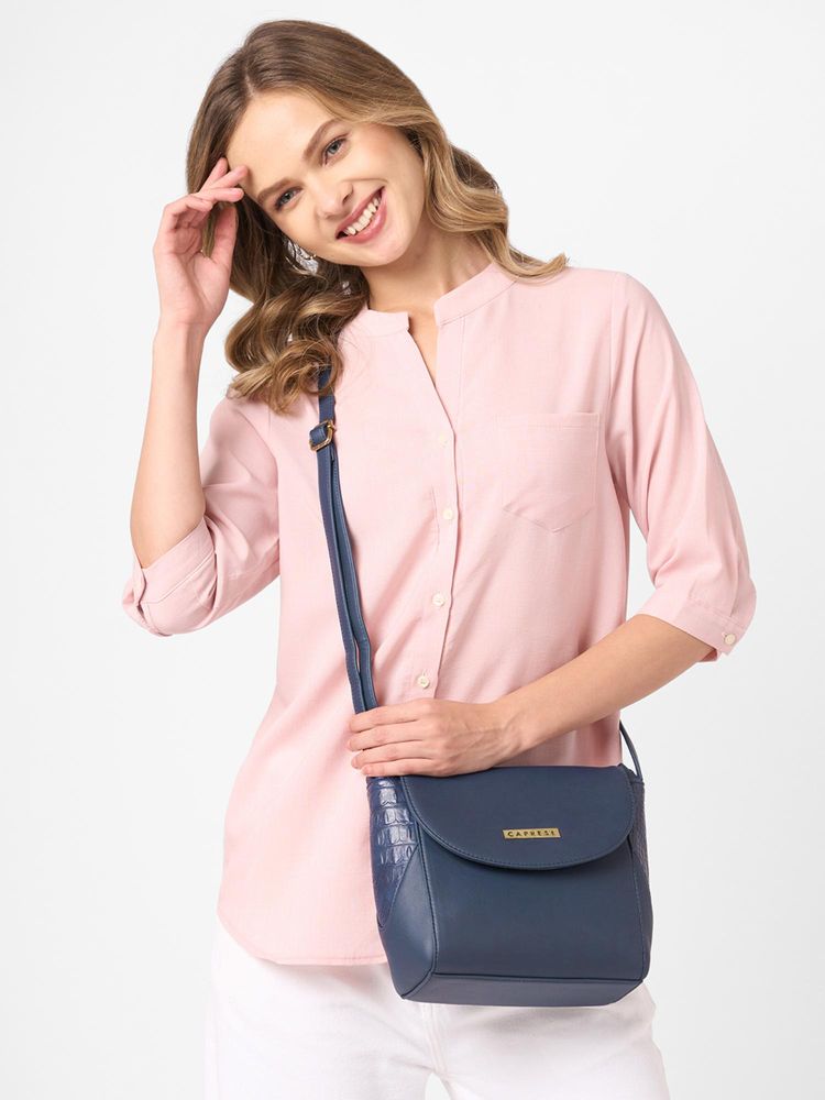 Caprese Women Vani Navy Blue Medium Sling Bag-picture-15