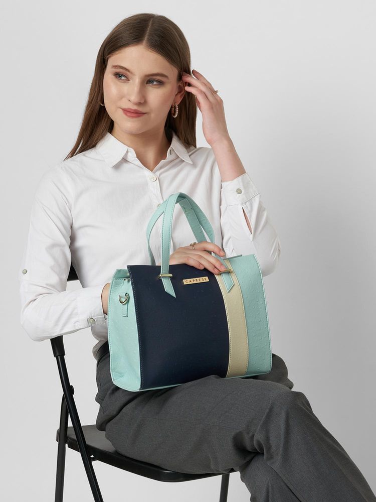 Caprese Women Birdy Blue Medium Satchel Bag with Detachable Strap-picture-15