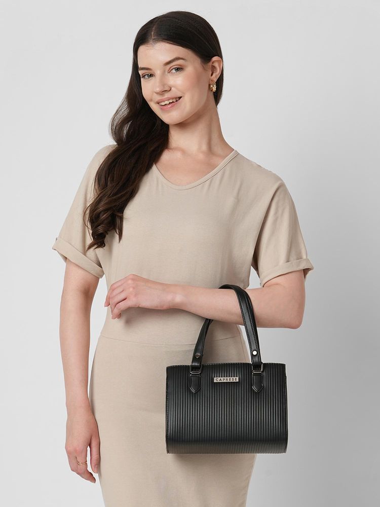 Caprese Women Blake Black Small Satchel Bag with Detachable Strap-image-23
