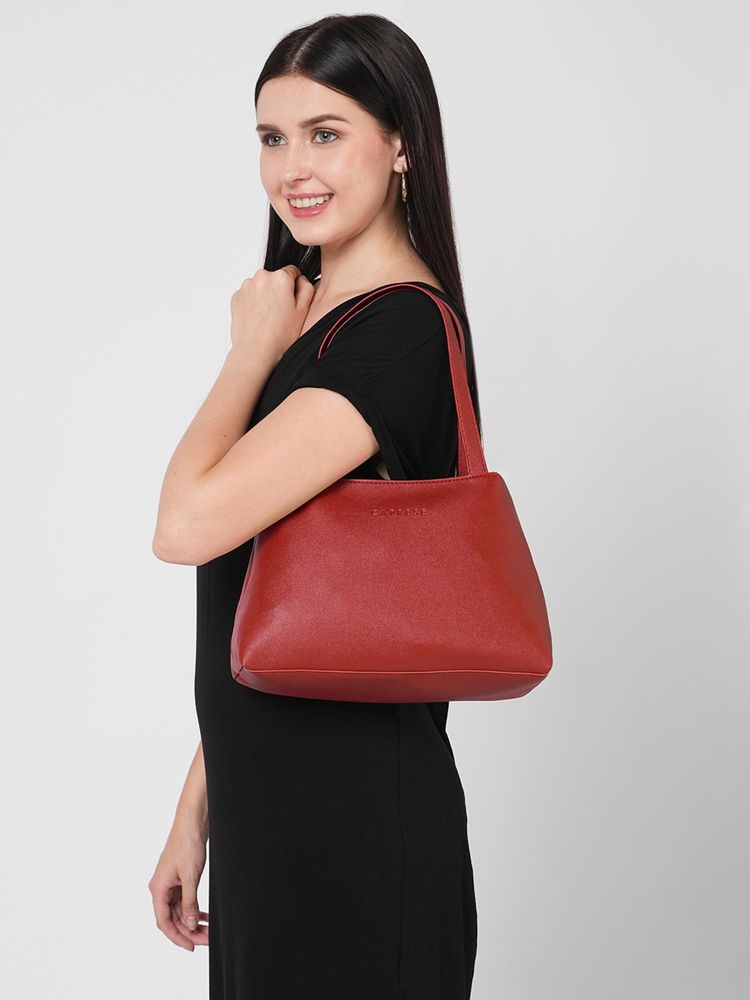 Caprese Women Elena Cherry Burgundy Small Satchel Bag-image-2
