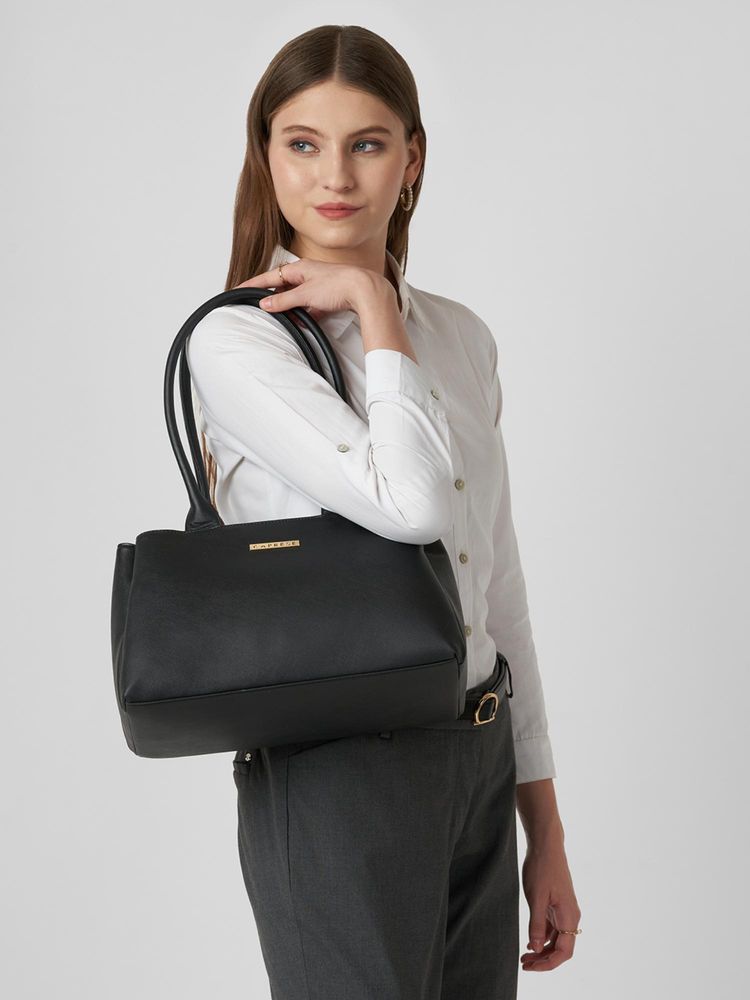 Caprese Women Jimny Black Medium Satchel Bag-picture-21