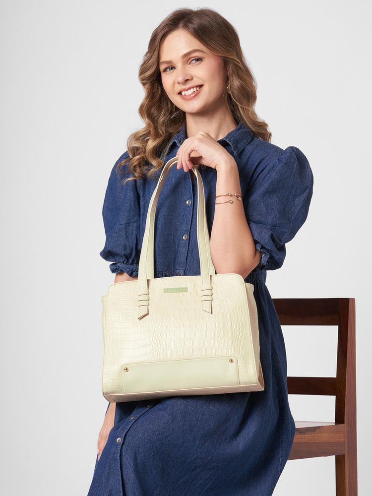 Caprese Women Sansa Beige Large Satchel Bag-image-5