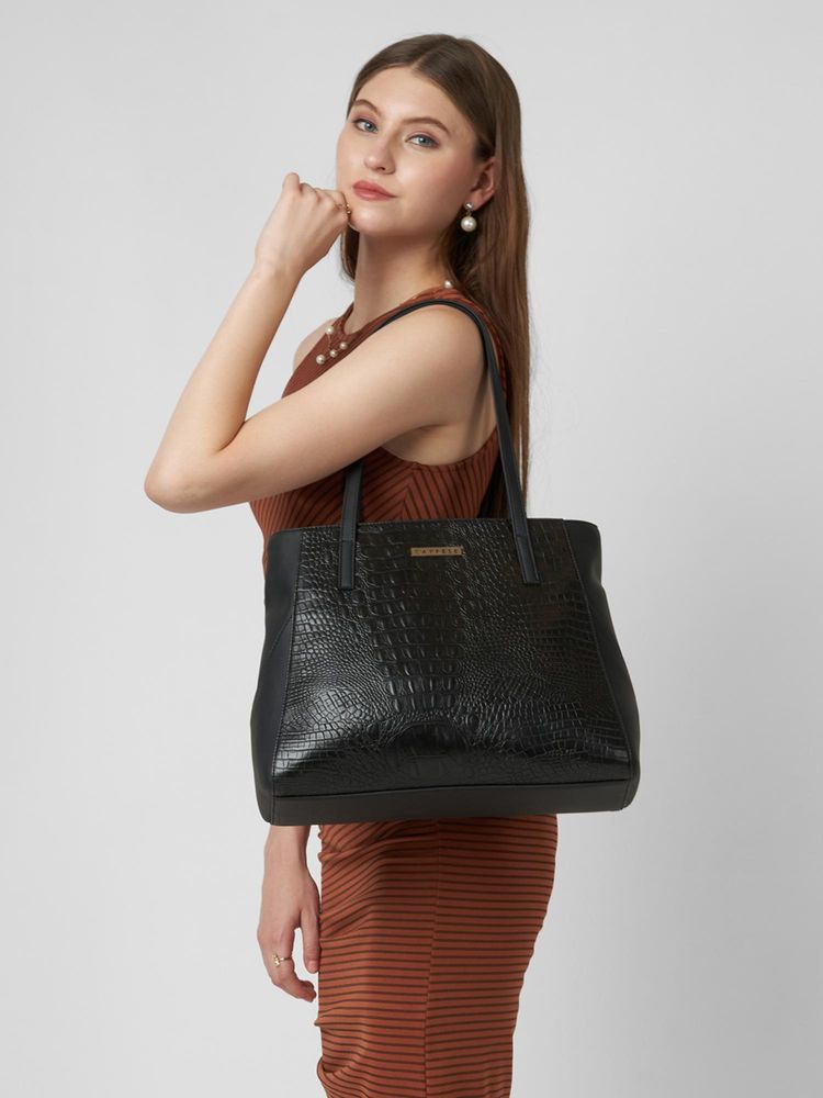 Caprese Women Vani Black Large Satchel Bag-image-35