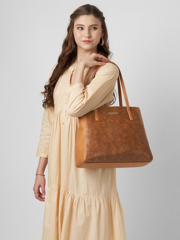 Caprese Women Vani Tan Large Satchel Bag-picture-19