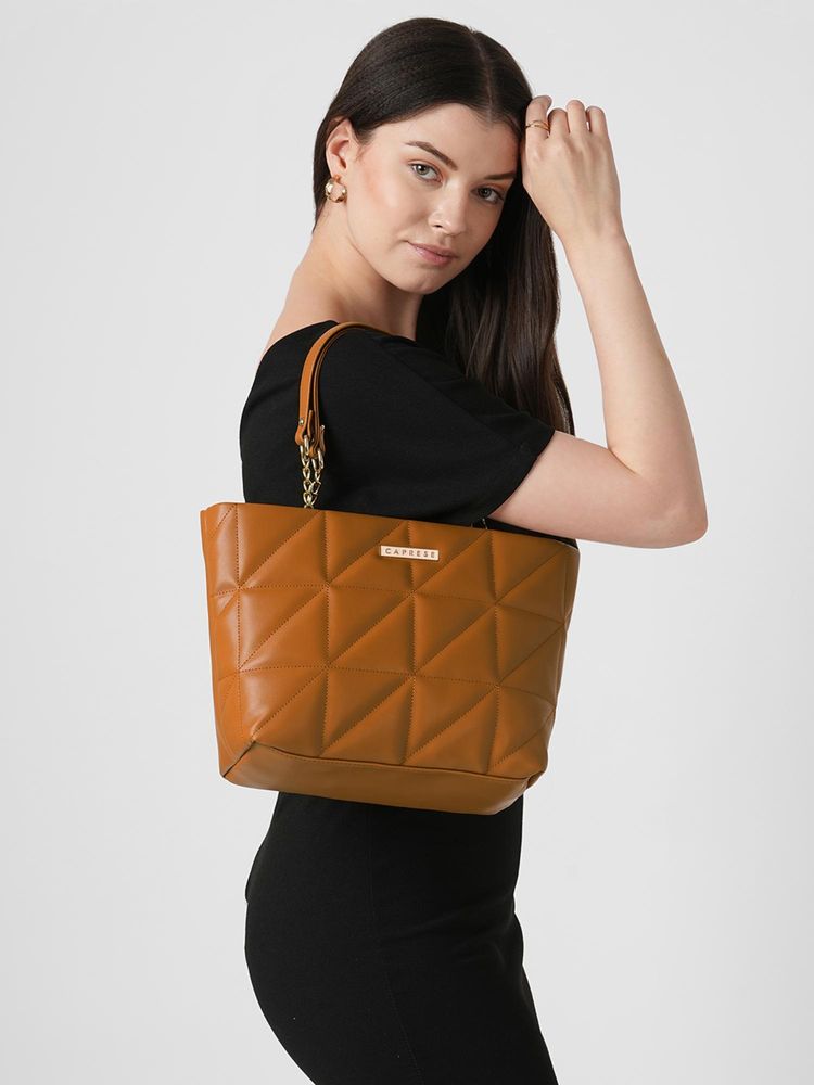 Caprese Women Shine Tan Small Tote Bag-picture-18