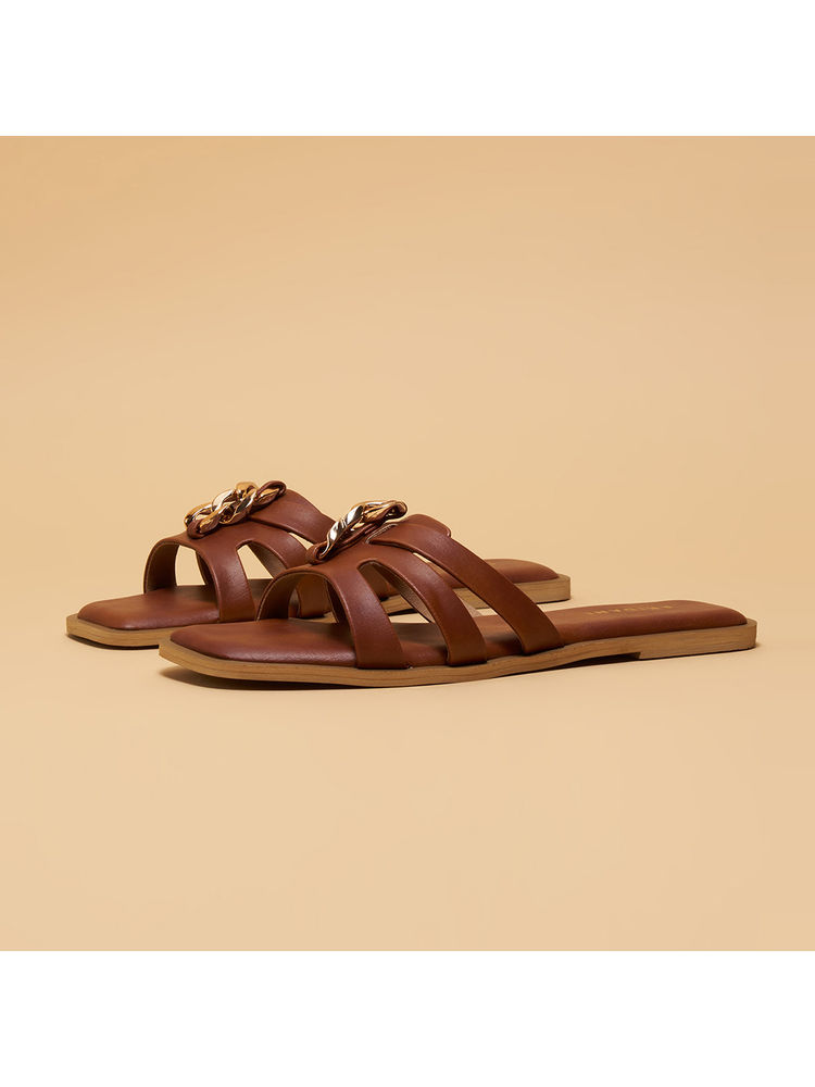 Eridani Alexa Brown Embellished Flats-image-32